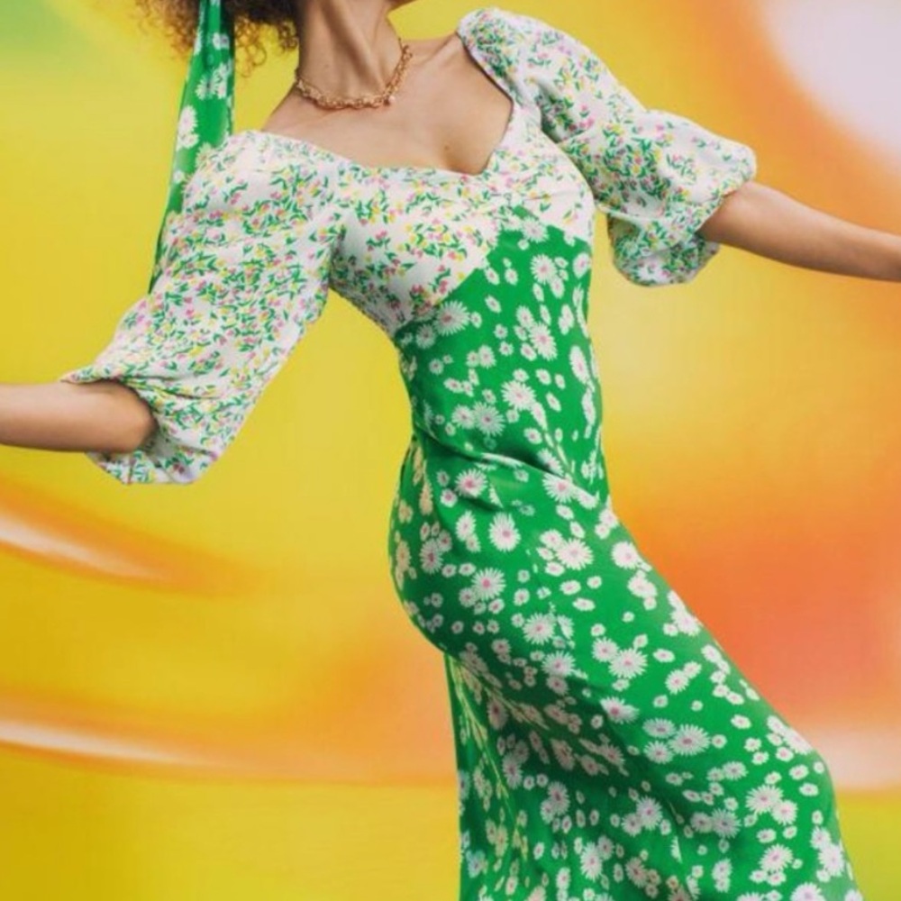 BNWT Rixo Daisy Long Sleeve maxi dress